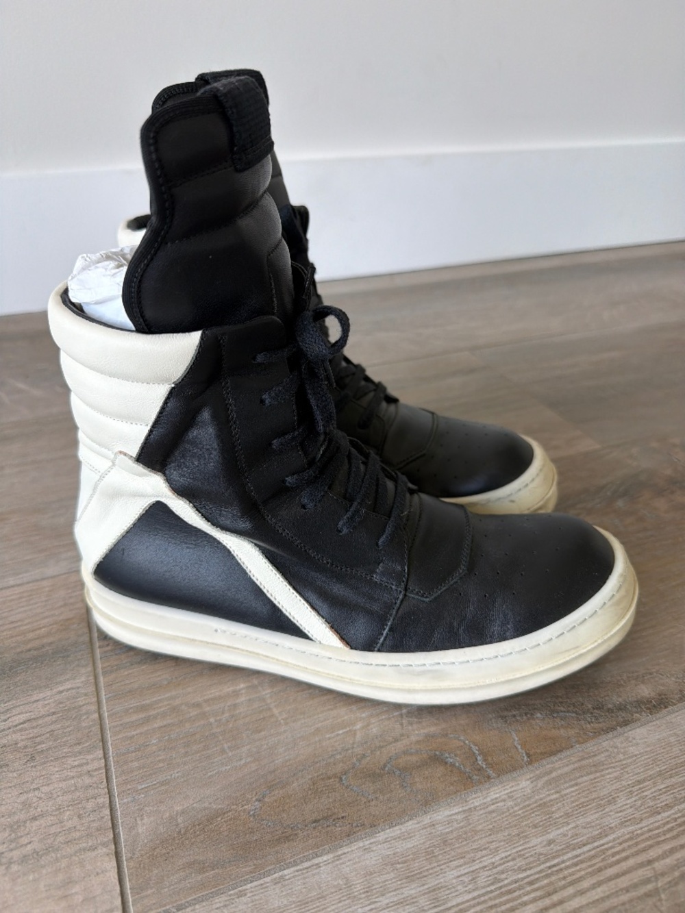 Rick Owens Geobasket high-tops in Black/Milk